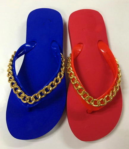 PVC strap with gold chain good quality ladies slippers
